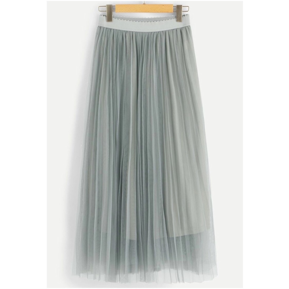 Elegant High Waisted Pleated Party Maxi Skirt - Picture 7 of 14